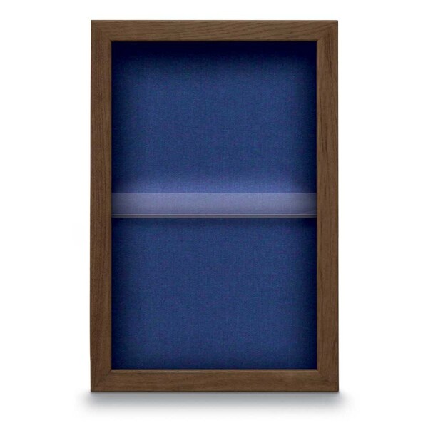 Indoor Enclosed Combo Board, 48"x36", Black Frame/Grey & Cobalt